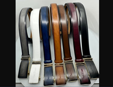Tucci Di Lusso Handmade Ratchet Mens Luxury Slide Leather Smart Belts