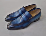 TucciPolo Alvaro Handmade Mens Navy Blue Stylish Italian Leather Loafers
