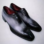 TucciPolo Mens Handcrafted Black-Gray Oxford Italian Leather Shoe