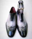TucciPolo Mens Handcrafted Black-Gray Oxford Italian Leather Shoe