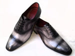 TucciPolo Asper BR Mens Oxfords Black and Gray Handmade Welted Italian Leather Core Luxury Shoe