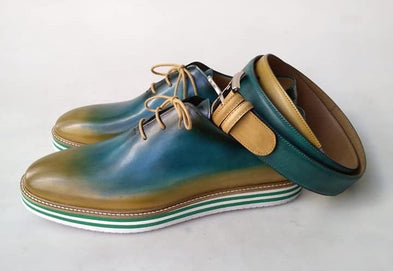 TucciPolo Limited Edition Sporty Handmade Italian Leather Multi-Color Oxford Style Casual Sneaker