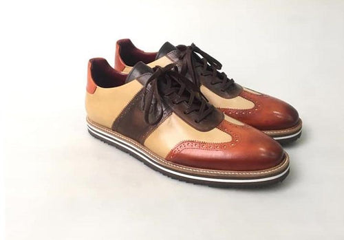 TucciPolo Limited Edition Sporty Handmade Italian Leather Brown-Tan Casual Sneaker for Men