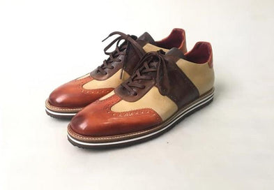 TucciPolo Limited Edition Sporty Handmade Italian Leather Brown-Tan Casual Sneaker for Men
