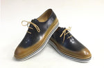 TucciPolo Newest Arrival Mens Sporty Handmade Italian Leather Oxford Blackish Beige Casual Sneaker Dress Shoes