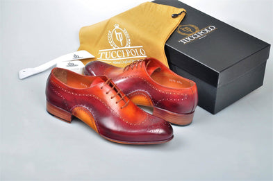 TucciPolo Prestigiously Handcrafted Burgundy Luxury Oxford Mens Shoes