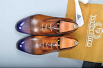 Special Design TucciPolo Prestigiously Handcrafted Brown with Blueish Toe Luxury Oxford Mens Italian Leather Shoes