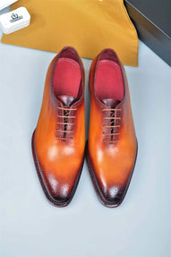 TucciPolo Burnished Tan Alessandro Wholecut handmade Luxury HandWelted Oxford Italian Leather Mens Shoes
