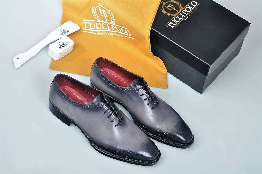Tuccipolo gray alessandro wholecut handmade luxury handwelted oxford i