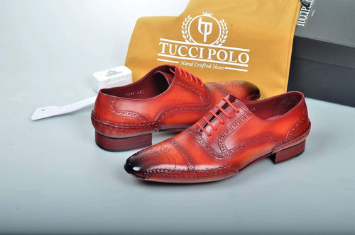 Special Edition TucciPolo Reddish Camel Prestigiously Handcrafted Captoe Oxford Mens Luxury Shoes