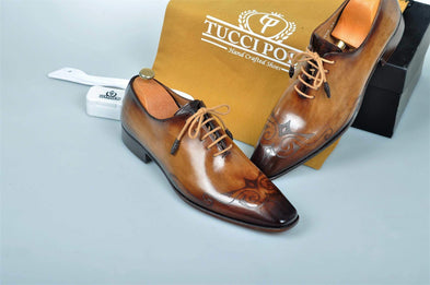 TucciPolo Mens Prestigiously Handcrafted Brown Luxury Oxford Italian Leather Shoes