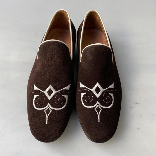 TucciPolo Premium Italian Suede Mens Luxury Brown Slip-on Slippers Loafer Shoe