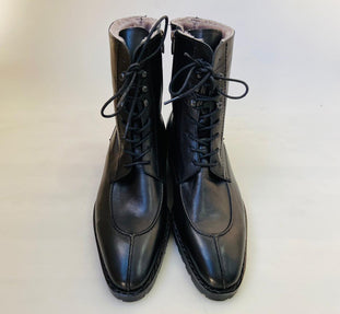 TucciPolo Mens handmade Luxury Italian leather Winter Fur Split Toe Black Dress Boots