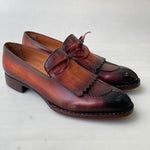 TucciPolo Mens Handcrafted Split Toe Hand Welted Stitched Chocolate-Brown Loafers