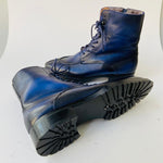 TucciPolo Mens handmade Luxury Italian leather Winter Navy Blue Split Toe Fur Dress Boots