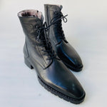 TucciPolo Mens handmade Luxury Italian leather Winter Fur Black Dress Boots