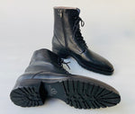 TucciPolo Mens handmade Luxury Italian leather Winter Fur Black Dress Boots