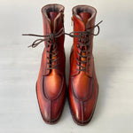 TucciPolo Mens handmade Luxury Italian leather Winter Burnished Split Toe Tan Fur Dress Boots