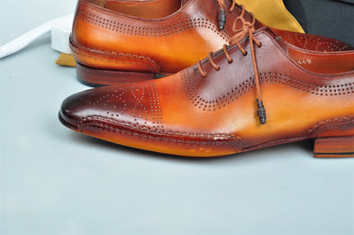 TucciPolo Burnish Tan & Prestigiously Designed HandWelted Oxford Mens Luxury Shoes