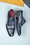 TucciPolo Black & Grey Prestigiously Designed HandWelted Oxford Mens Luxury Shoes