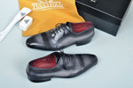 TucciPolo Black & Grey Prestigiously Designed HandWelted Oxford Mens Luxury Shoes