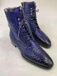 TucciPolo Mens Winter Luxury Blue Boots Handcrafted with Real Python Leather and Fur Lining