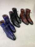 TucciPolo Mens Winter Luxury Brown Boots Handcrafted with Real Python Leather and Fur Lining