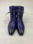 TucciPolo Mens Winter Luxury Blue Boots Handcrafted with Real Python Leather and Fur Lining