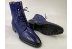 TucciPolo Mens Winter Luxury Blue Boots Handcrafted with Real Python Leather and Fur Lining