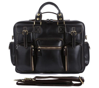 TucciPolo 7028A Genuine Cow Leather Men's Briefcase Laptop Bag