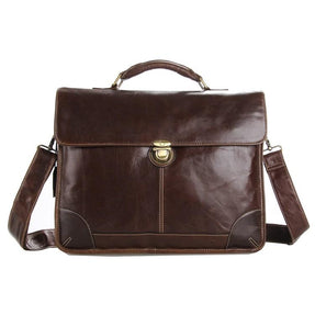 TucciPolo 7091C Classic Vintage Leather Men's Chocolate Briefcase Laptop Messenger Bag