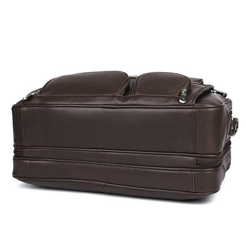 TucciPolo 7289Q Full Grain Cow Leather Coffee Briefcase Handbag for Men