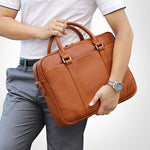 TucciPolo 7349B-1 Bright Brown Genuine Leather Briefcase Mens Laptop Bag