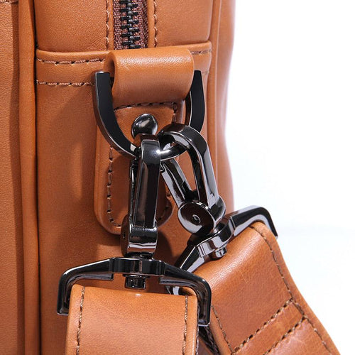 TucciPolo 7349B-1 Bright Brown Genuine Leather Briefcase Mens Laptop Bag