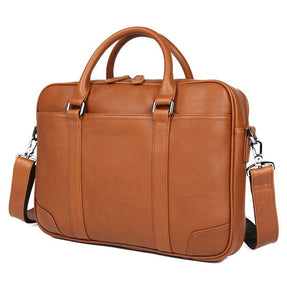 TucciPolo 7349B-1 Bright Brown Genuine Leather Briefcase Mens Laptop Bag