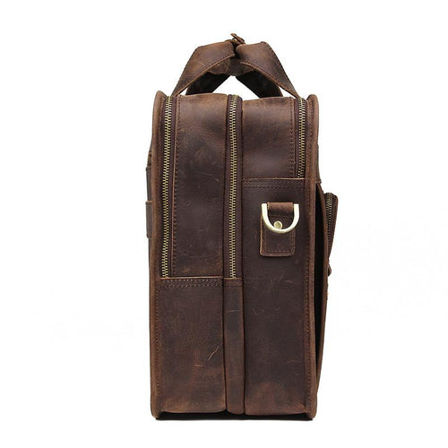 TucciPolo 7387R Crazy Horse Leather Unique Design Business Laptop Briefcase Bag