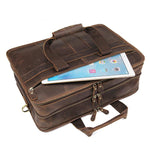 TucciPolo 7387R Crazy Horse Leather Unique Design Business Laptop Briefcase Bag