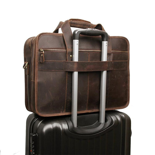 TucciPolo 7387R Crazy Horse Leather Unique Design Business Laptop Briefcase Bag