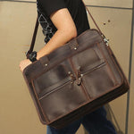 TucciPolo 7387R Crazy Horse Leather Unique Design Business Laptop Briefcase Bag