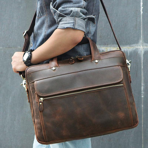 TucciPolo 7388R Real Leather Multi-function Briefcase Laptop Bag