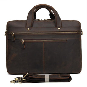 TucciPolo 7389R Dark Brown Cowhide Leather Briefcase Large Capacity Business Travel Bag for Men