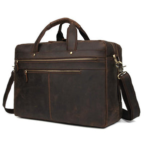 TucciPolo 7389R Dark Brown Cowhide Leather Briefcase Large Capacity Business Travel Bag for Men