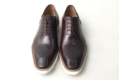 TucciPolo Handmade Italian Calf Skin Leather Oxford Style Casual Brown Sneaker Dress Shoe