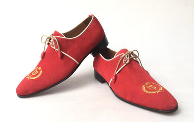 TucciPolo Exclusive Mens Italian Suede Sophisticated and Timeless Handmade Luxury Red Lace-up Slip-on Slippers