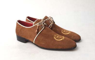 TucciPolo Exclusive Mens Italian Suede Sophisticated and Timeless Luxury Brown Lace-up Slip-on Slippers shoes
