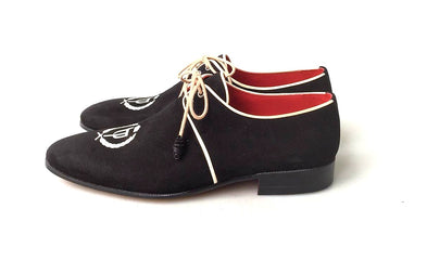 TucciPolo Exclusive Mens Italian Suede Handmade Luxury Black Lace-up Shoes