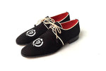 TucciPolo Exclusive Mens Italian Suede Handmade Luxury Black Lace-up Slippers