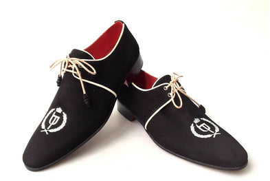 TucciPolo Exclusive Mens Italian Suede Handmade Luxury Black Lace-up Shoes
