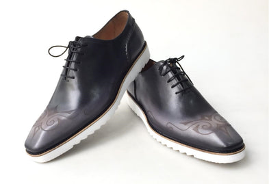 TucciPolo Mens Exclusive Handmade Italian Calf Skin Leather Black Oxford Style Casual Sneaker Dress Shoes