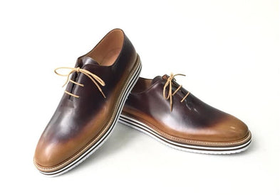 TucciPolo Newest Arrival Mens Sporty Handmade Italian Leather Brownish Oxford Casual Sneaker Dress Shoes